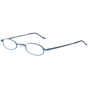 Schlichte, schmale Metall - Lesebrille OR5 mit Federscharnier in Blau + 3,00 dpt