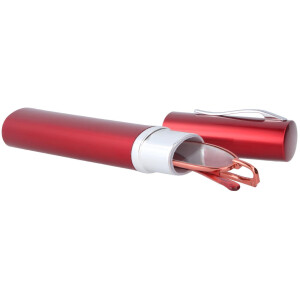 Schlichte, schmale Metall - Lesebrille OR5 mit Federscharnier in Rot + 1,50 dpt