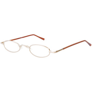 Schlichte, schmale Metall - Lesebrille OR5 mit Federscharnier in Gold + 2,00 dpt