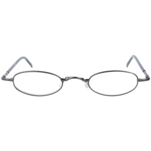 Schlichte, schmale Metall - Lesebrille OR5 mit Federscharnier in Gun + 1,00 dpt
