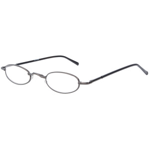 Schlichte, schmale Metall - Lesebrille OR5 mit Federscharnier in Gun + 1,00 dpt