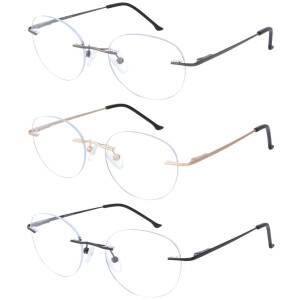 Randlose Metall - Fernbrille ROUND  im klassischen, dezenten Look mit individueller Stärke