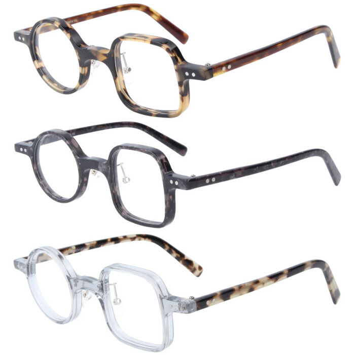 Asymmetrische Kunststoff-Lesebrille REMIGIUS mit flexiblem Metall-Nasensteg und individueller Stärke