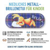 Niedliches Metall-Brillenetui für Kinder - FELIX mit blau kariertem Muster