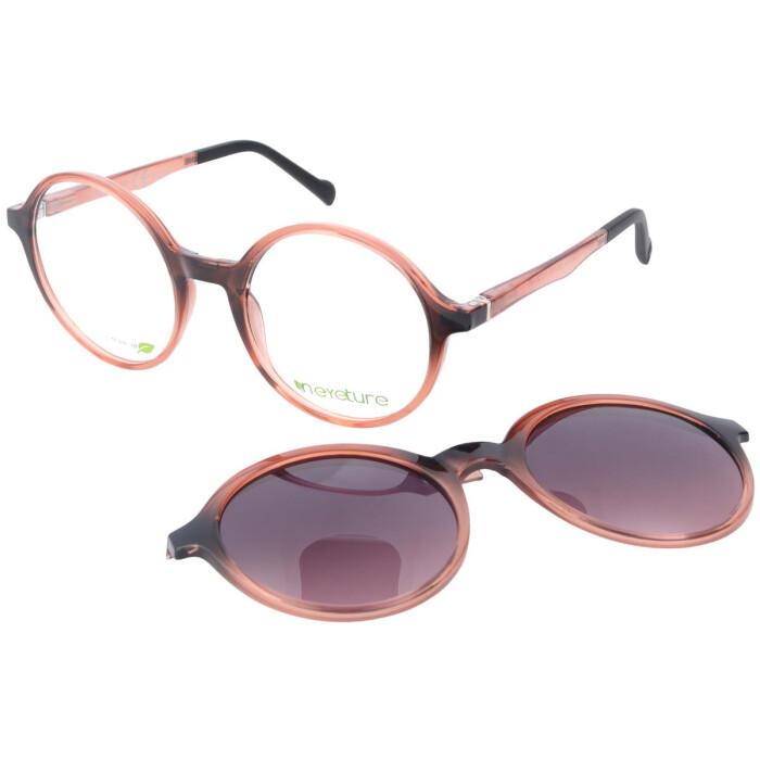 Stylische Kunststoff -  Brillenfassung von Pricon Neyeture  in Schwarz / Rosé mit magnetischem Sonnenclip