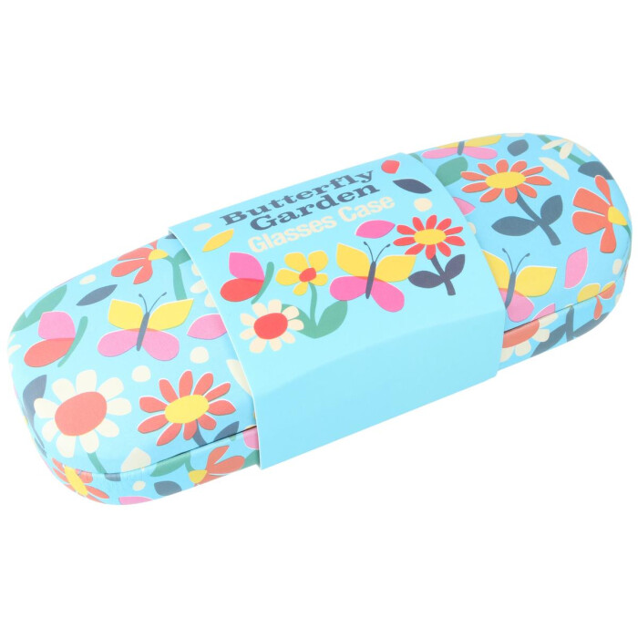 Trendiges Hartschalenetui "Butterfly Garden" im Vintage-Style inkl. Microfasertuch
