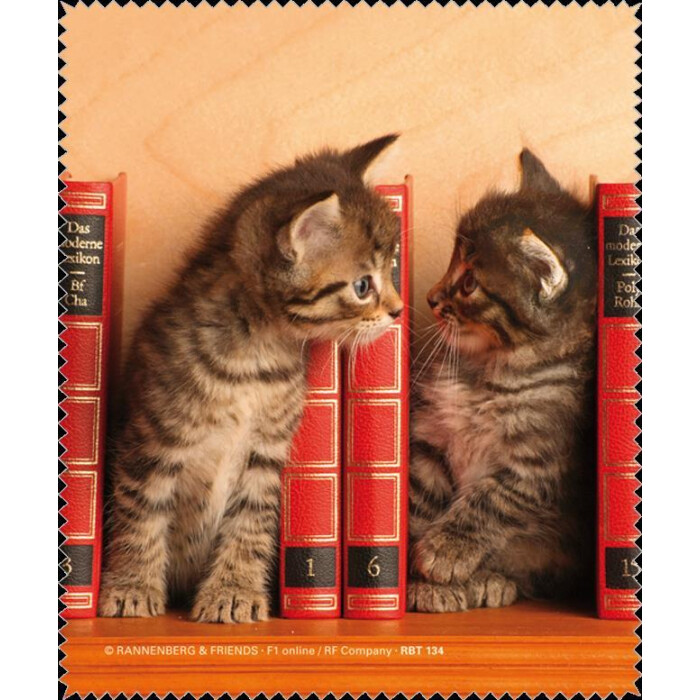 Rannenberg & Friends Brillenputztuch "Kätzchen im Bücherregal"