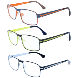 Große, sportliche Edelstahl - Officebrille / Arbeitsplatzbrille FRANK in bunten Farben und Sehstärke