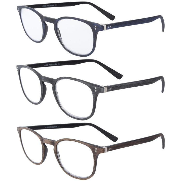 Schicke Kunststoff-Lesebrille CEDAR in Holzoptik, mit Federscharnier und individueller Stärke