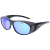 Hochwertige Montana Sonnenbrille / Überbrille "Schwarz matt + Blau verspiegelt"