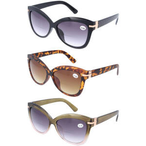 Stylische Bifokal-Sonnenbrille BRUNHILDE mit großem Leseteil in 3 schicken Farben