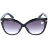 Stylische Bifokal-Sonnenbrille BRUNHILDE mit großem Leseteil in Schwarz +2,00 dpt