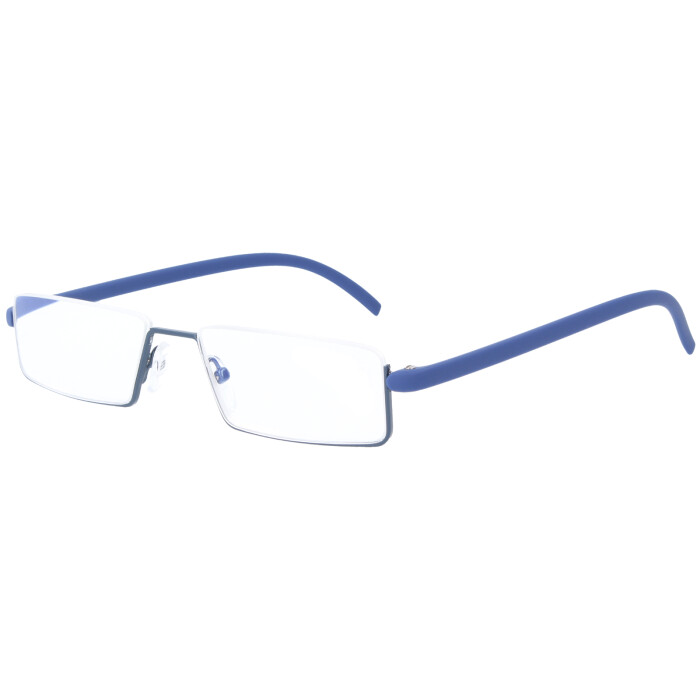 Schmale Lesebrille "Franz" mit einfacher Entspiegelung und Blaulichtfilter blau +2,50 dpt