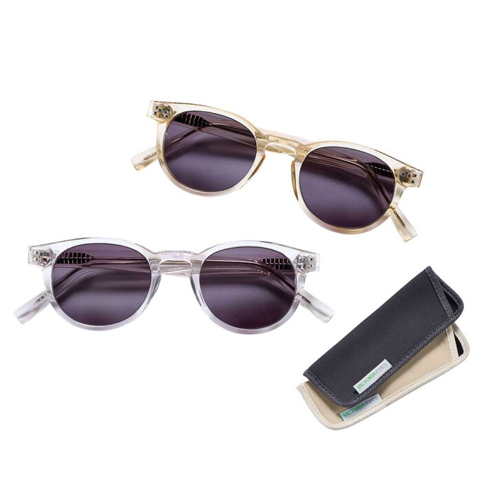 Transparente Fertiglesebrille CURTIS mit Sonnenschutz in moderner Panto-Form