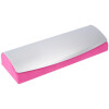 Stylisches Brillenetui mit silbernen Metalldeckel und aus weichem Kunstleder in Pink