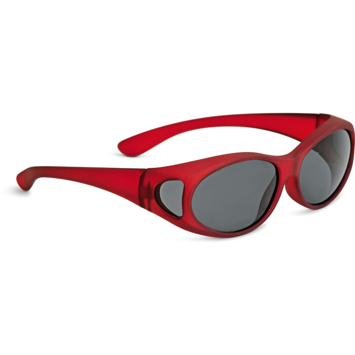 Polarisierende FitOver - Überbrille aus Kunststoff - oval, rund - in Rot - Grau