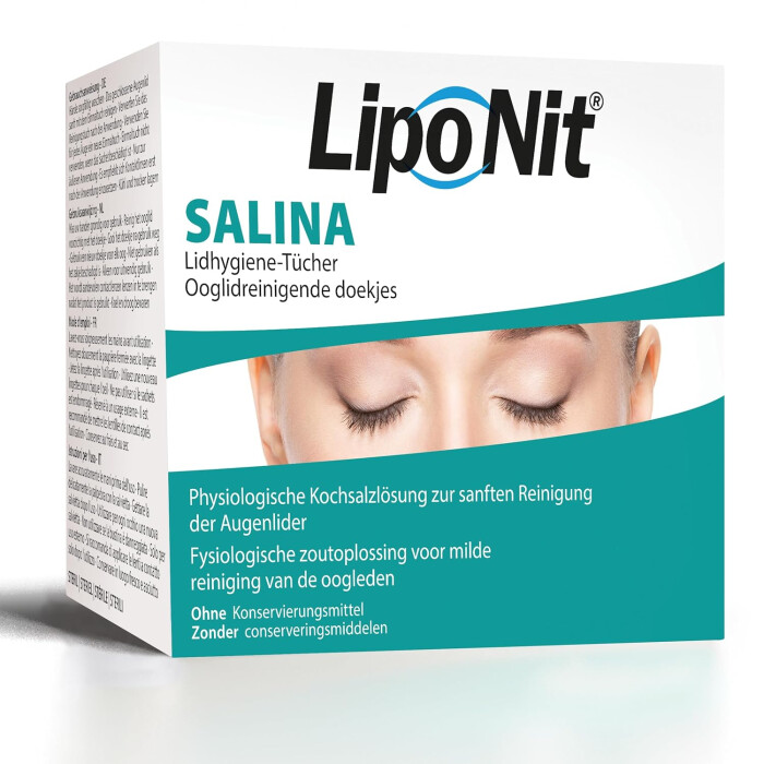 LipoNit Lidpflege Salina - vorbefeuchtete Lidhygiene - Tücher zur Reinigung der Augenlider