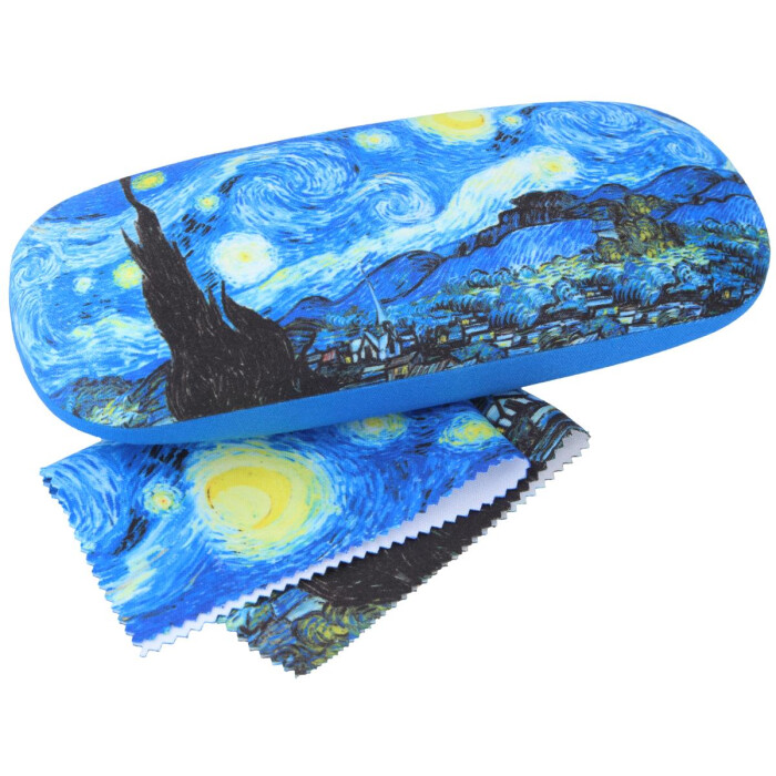Fridolin - Brillenetui mit Kunstdruck "Sternennacht" von Vincent van Gogh inklusive Mikrofasertuch