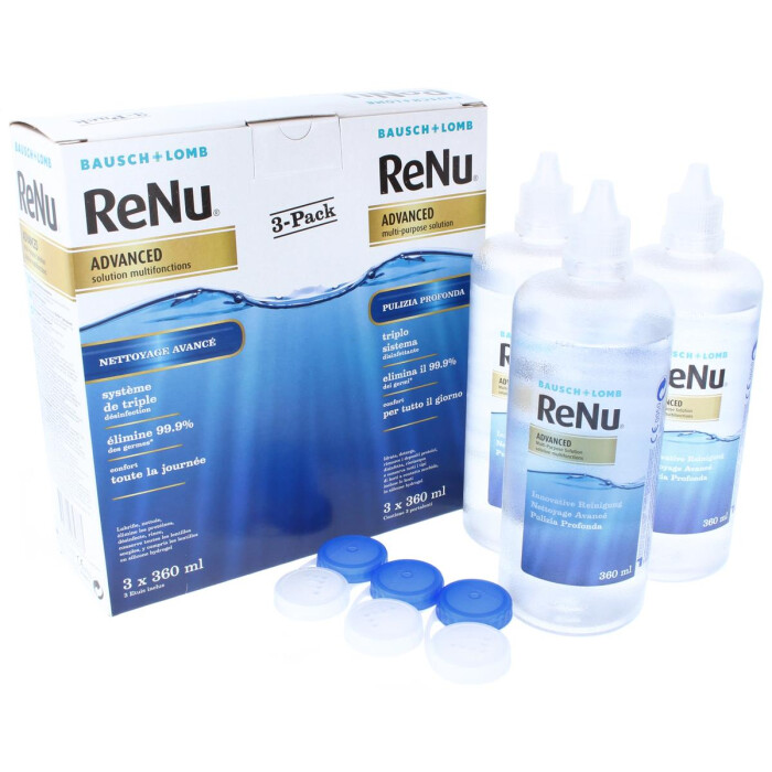 Bausch + Lomb ReNu Advanced Dreifach - Desinfektionssystem für weiche Kontaktlinsen im 3er - Pack