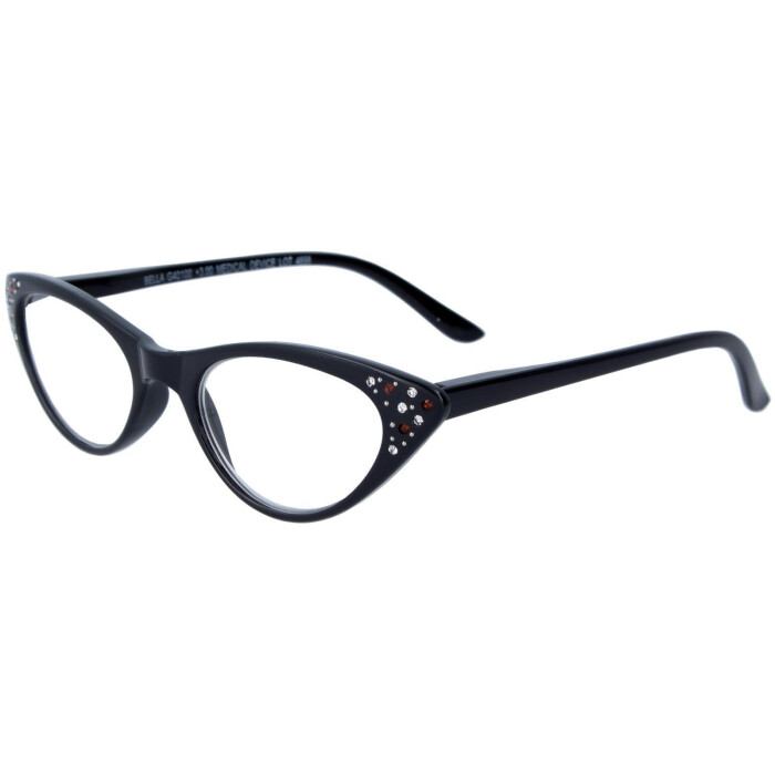 Auffällige Fertiglesebrille BELLA aus Kunststoff mit Federscharnier in Schwarz + 2,00 dpt