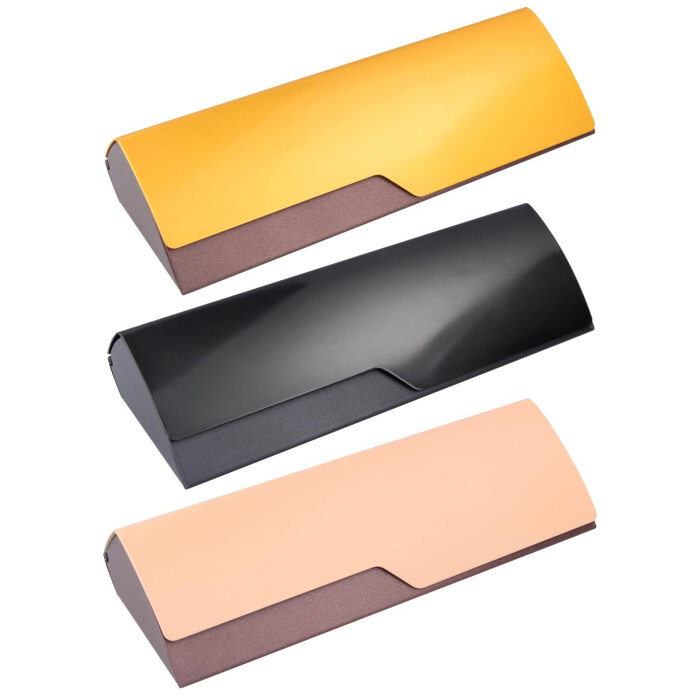 Stylisches, dreieckiges Aluminium - Brillenetui 685 - 77 in 3 versch. Ausführungen
