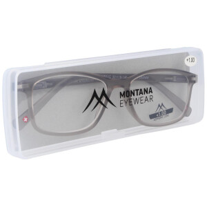 Super flache Lesebrille MR51 aus hochwertigem Kunststoff mit Federscharnier und Etui in Beige + 1,50 dpt