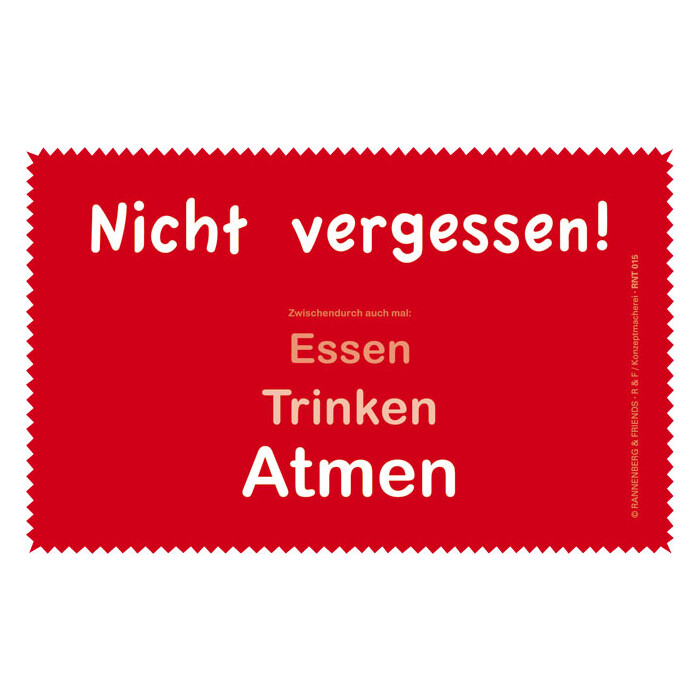 Rannenberg & Friends Microfasertuch "Nicht vergessen! Essen Trinken Atmen"