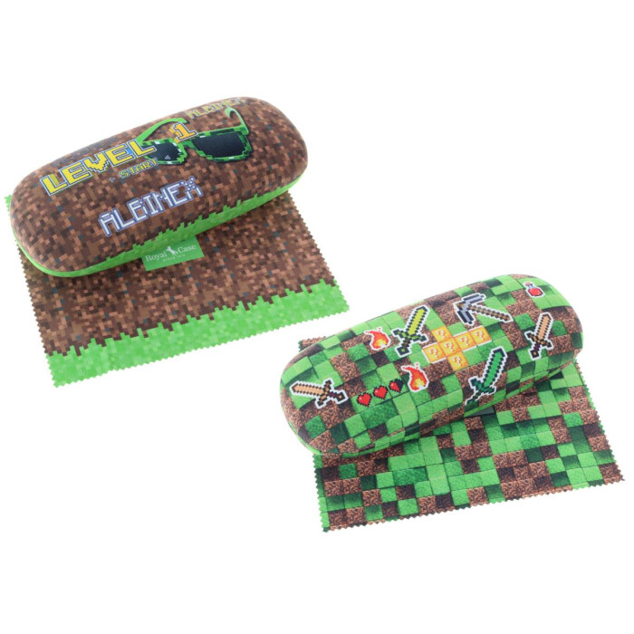 Cooles Kinder - Hartschalenetui in 2 Minecraft - Motiven mit Microfasertuch