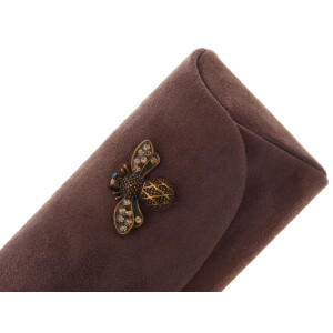 Edles Brillenetui aus echtem Wildleder mit Bienen-Brosche...