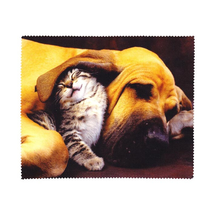 Motiv Microfasertuch mit Tiermotiven Hund + Katze