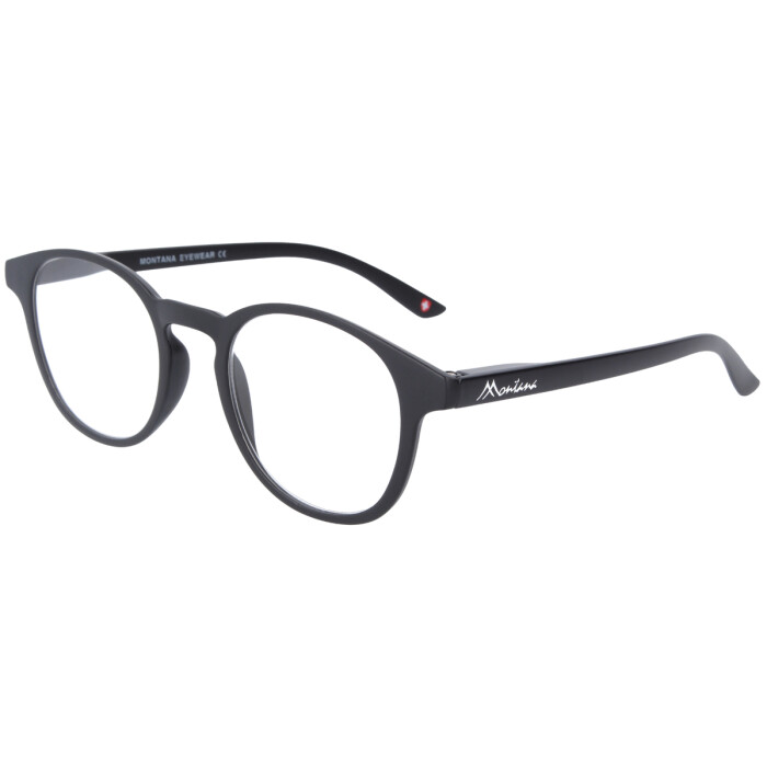 Flache Lesebrille BLF52 aus Kunststoff mit Blaulichtfilter und Etui in Schwarz + 1,00 dpt