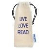 Beiger Brillenbeutel / Stecketui aus Naturfaser CANNY mit Slogan - LIVE LOVE READ