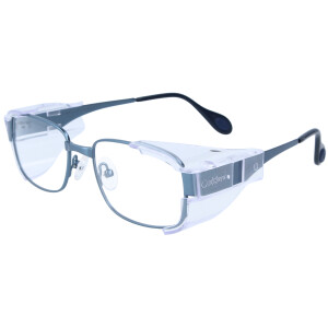 Moderne große Schutzbrille aus Metall mit individueller Stärke in Blau