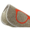 Schickes Taschen-Brillenetui im Leinenlook mit orangenem Brillen-Motiv