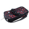 Stylisches Taschen - Brillenetui HEARTS in Schwarz mit roten Herzen mit mehreren Fächern