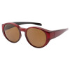 Glänzende Kunststoff-Überbrille / Sonnenbrille mit 100% UV-400 Schutz und Polarisation in Bordeaux inkl Etui in Rot