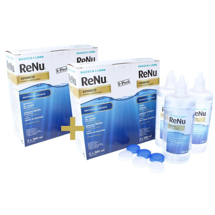 Sparpack - 2x Bausch + Lomb ReNu Advanced Dreifach - Desinfektionssystem für weiche Kontaktlinsen im 3er - Pack