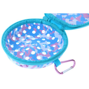 Rundes Schwimmbrillen - Etui mit Löchern für Wasserablauf in Hellblau / Pink