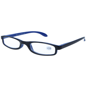 Designer-Lesebrille mit Federscharnier und Etui Blau +...
