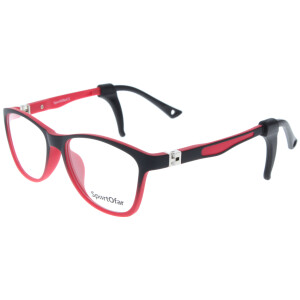 Flexible Kinder-Brillenfassung SP-0007A aus leichtem Kunststoff mit 180° Scharnier in Rot