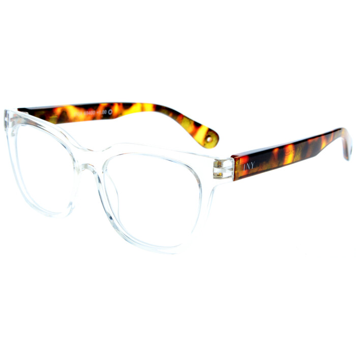 Auffällige Kunststoff-Fertiglesebrille ENJA mit hochwertigem Federscharnier in Transparent + 2,50 dpt