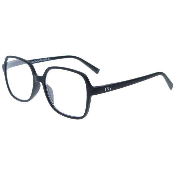 Moderne Fertiglesebrille aus mattem Kunststoff GRETA mit hochwertigem Federscharnier in Schwarz + 2,50 dpt