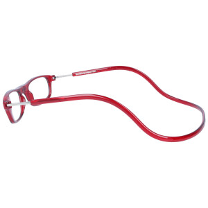 Praktische TWEE MAG Fertiglesebrille mit Magnet und verstellbaren Umhänge-Bügeln in Rot + 2,00 dpt