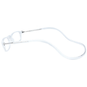 Praktische TWEE MAG Fertiglesebrille mit Magnet und verstellbaren Umhänge-Bügeln in Transparent + 1,50 dpt