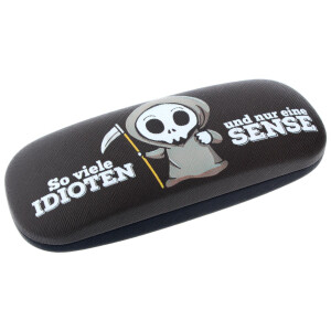 Witziges Hartschalen - Brillenetui mit Sensenmännchen und frechem Spruch