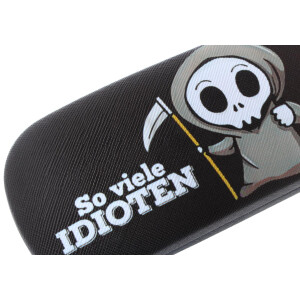 Witziges Hartschalen - Brillenetui mit Sensenmännchen und frechem Spruch