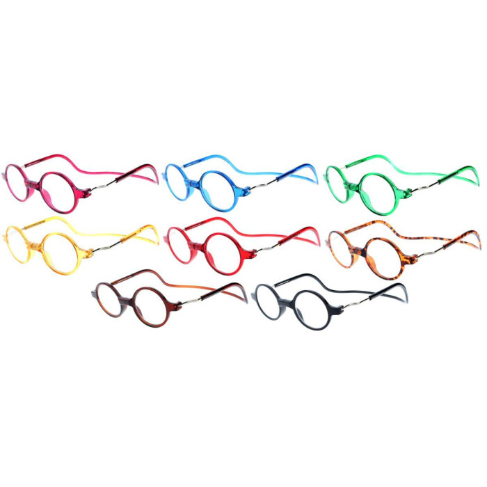 Runde Fertiglesebrille ROUNDMAG mit Magnet und einstellbaren Umhänge - Bügeln