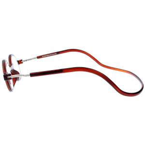 Runde Fertiglesebrille ROUNDMAG mit Magnet und einstellbaren Umhänge - Bügeln in Braun + 1,00 dpt