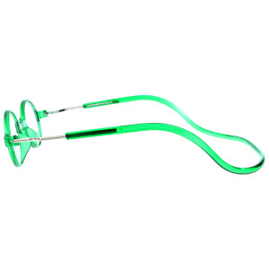 Runde Fertiglesebrille ROUNDMAG mit Magnet und einstellbaren Umhänge - Bügeln in Grün + 4,00 dpt