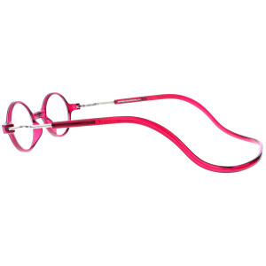 Runde Fertiglesebrille ROUNDMAG mit Magnet und einstellbaren Umhänge - Bügeln  Pink + 1,50 dpt